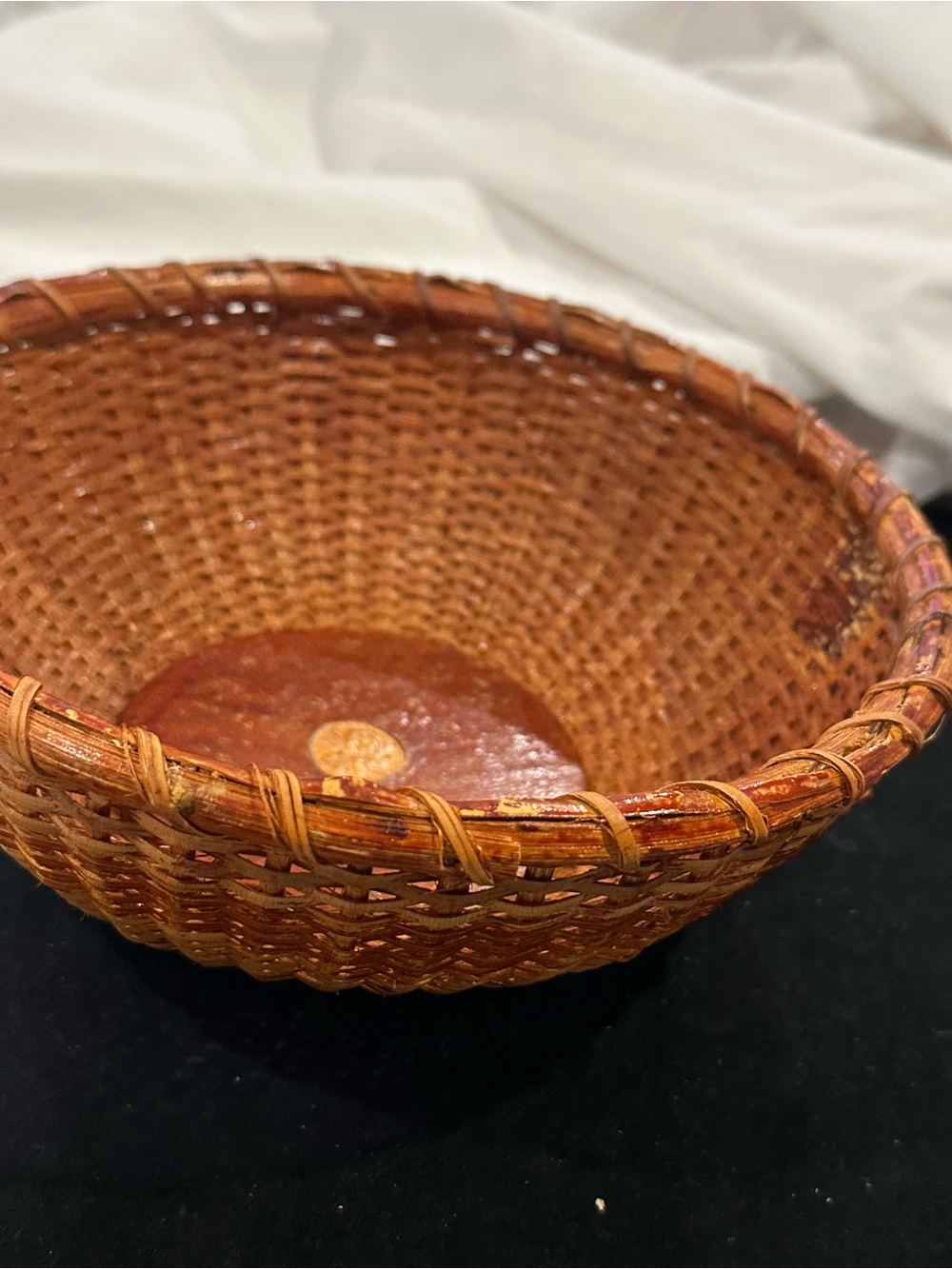 Nantucket Basket with Inlaid Penny